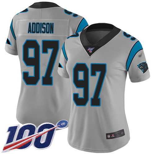 Carolina Panthers Limited Silver Women Mario Addison Jersey NFL Football #97 100th Season Inverted Legend